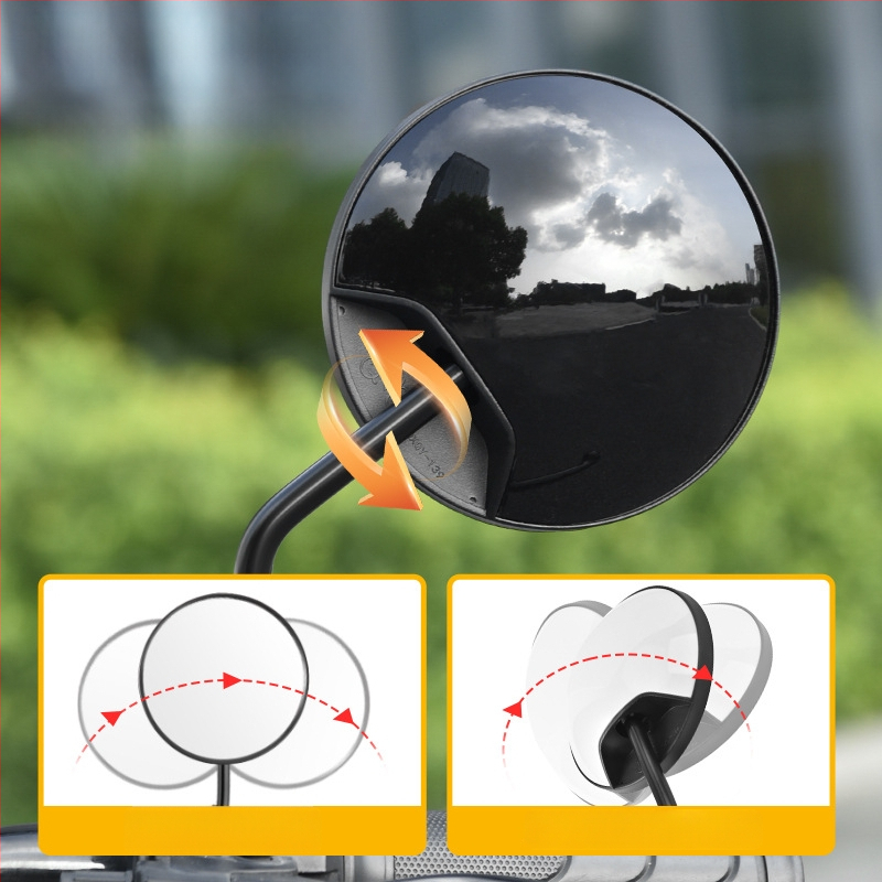 HD tagurpidi vaatepeegel elektrisõidukitele – lühike vars, ümmargune konveksne peegel, 180° reguleeritav, 8 mm kahekordse auguga kinnitamine