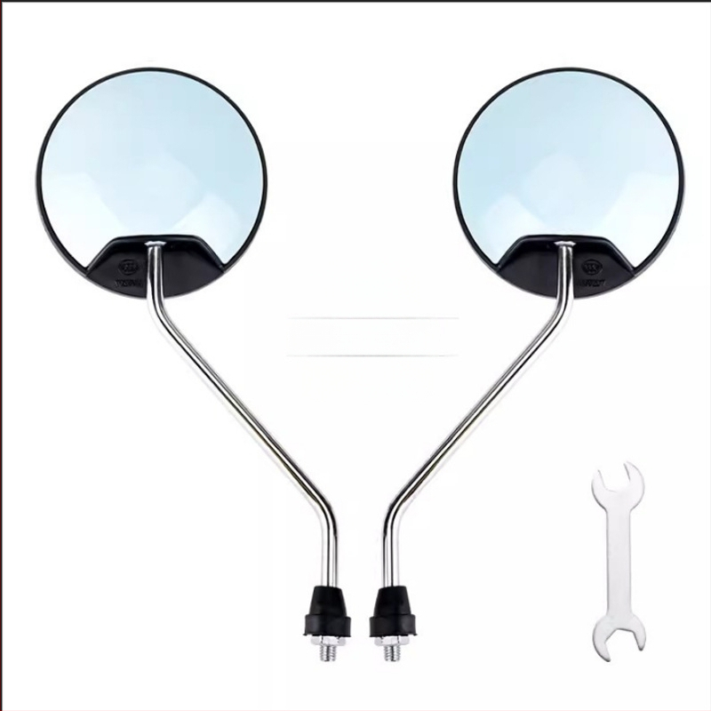 HD tagurpidi vaatepeegel elektrisõidukitele – lühike vars, ümmargune konveksne peegel, 180° reguleeritav, 8 mm kahekordse auguga kinnitamine