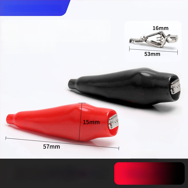 Iš gryno vario pagamintas krokodilo klipsas su gaubteliu laidimu ir automobilio akumuliatoriaus testavimui