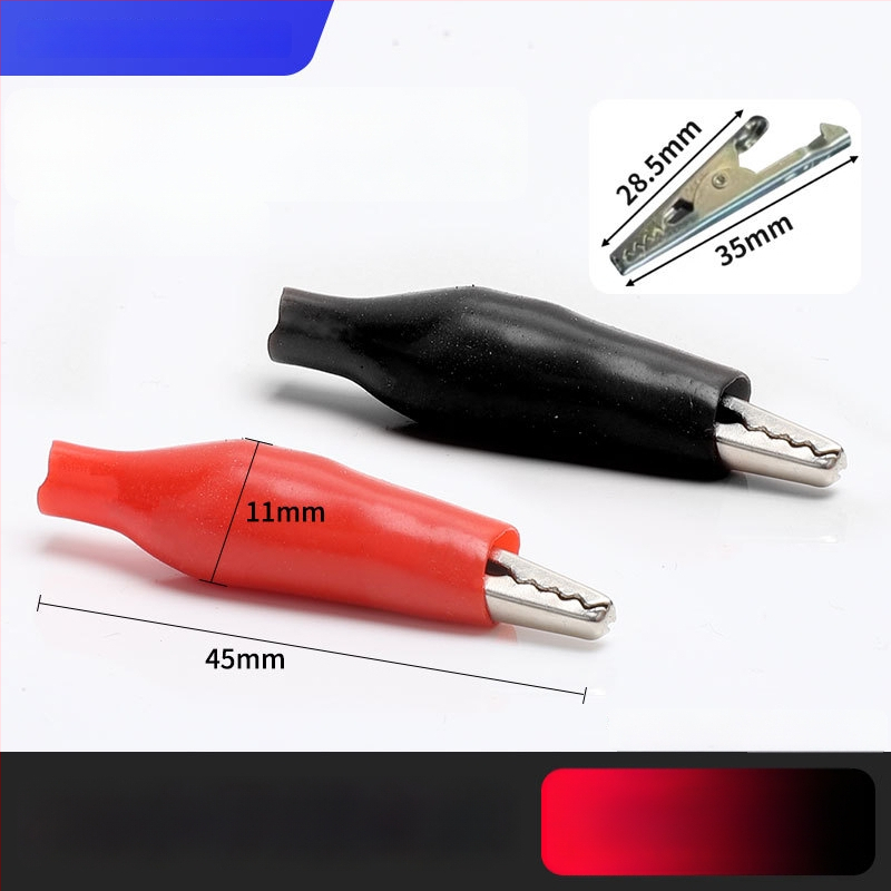 Iš gryno vario pagamintas krokodilo klipsas su gaubteliu laidimu ir automobilio akumuliatoriaus testavimui