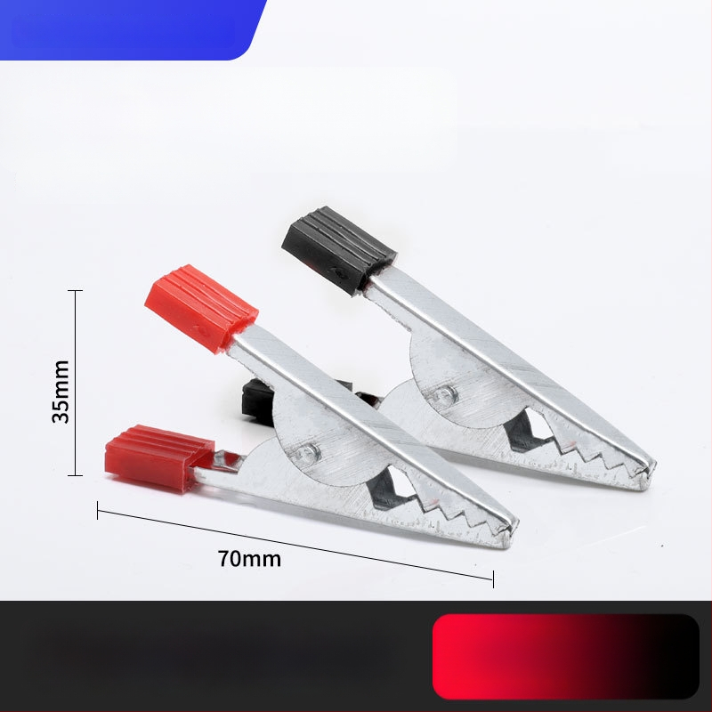 Iš gryno vario pagamintas krokodilo klipsas su gaubteliu laidimu ir automobilio akumuliatoriaus testavimui