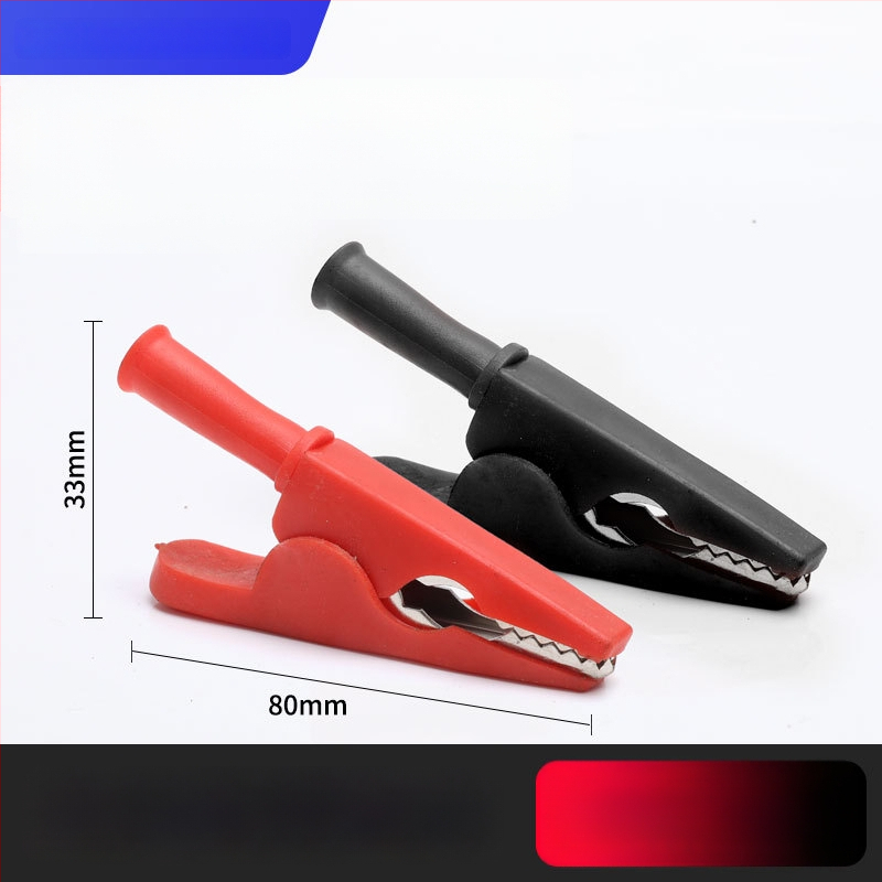 Iš gryno vario pagamintas krokodilo klipsas su gaubteliu laidimu ir automobilio akumuliatoriaus testavimui