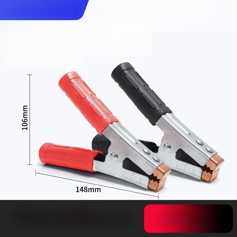 Iš gryno vario pagamintas krokodilo klipsas su gaubteliu laidimu ir automobilio akumuliatoriaus testavimui