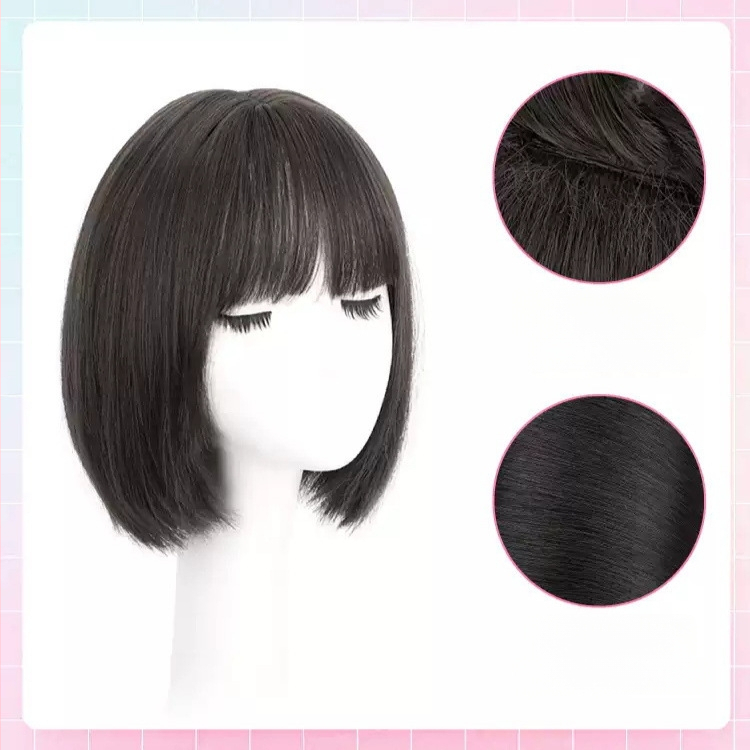 Parukos moterims — pilna galvos paruka, natūralus vaizdas, bob šukuosena, rankų darbo, atsparios aukštai temperatūrai pluoštai