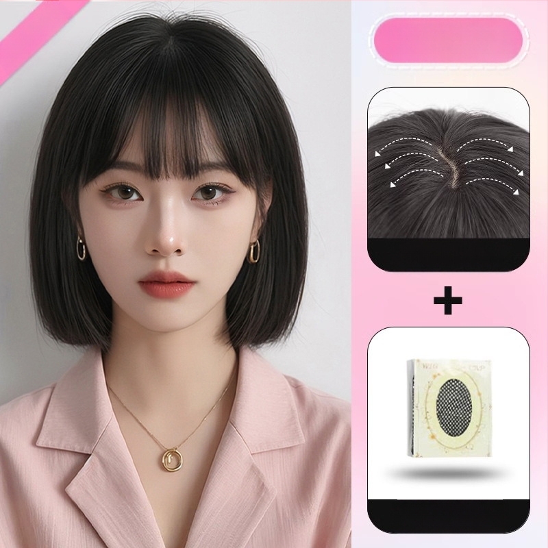 Parukos moterims — pilna galvos paruka, natūralus vaizdas, bob šukuosena, rankų darbo, atsparios aukštai temperatūrai pluoštai