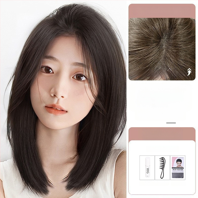 Parukos moterims — pilna galvos paruka, natūralus vaizdas, bob šukuosena, rankų darbo, atsparios aukštai temperatūrai pluoštai