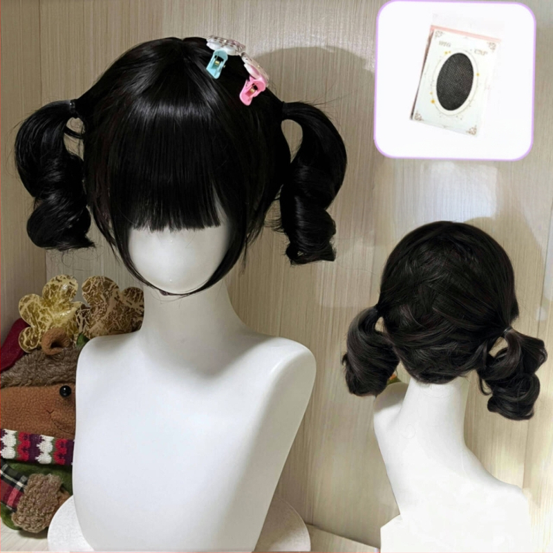 Moteriška plaukka, natūralus jaunatviškas įvaizdis, dvigubi kasneliai, tigro burnos klipas, Romos garbanos, Lolita stilius