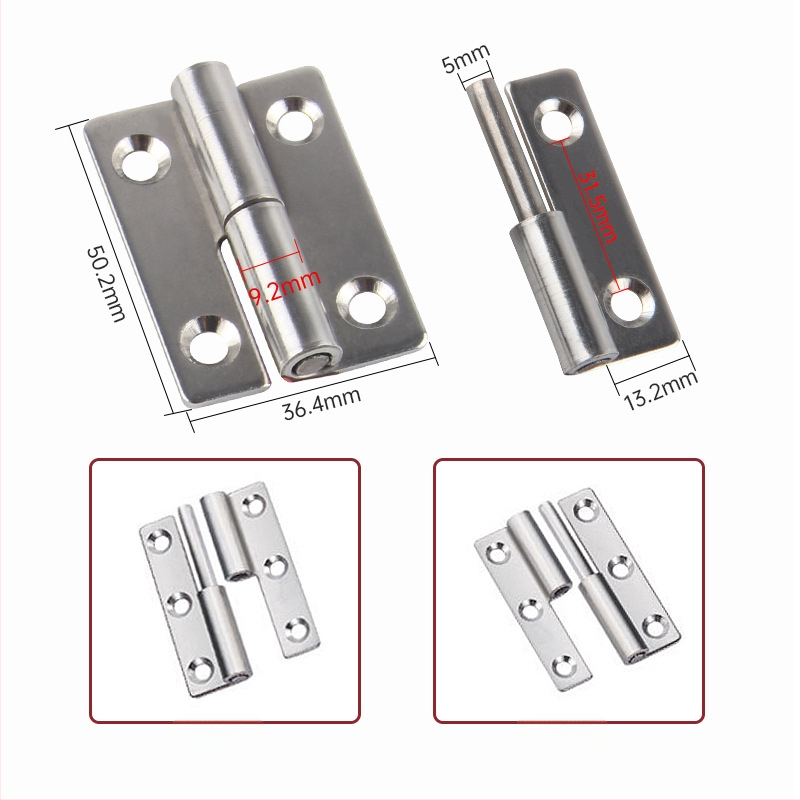 Atsukama vyrių plokštė iš 304 nerūdijančio plieno skirta spintelėms, durims ir langams • šlifuota paviršiaus danga