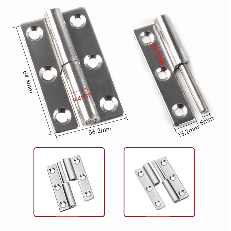 Atsukama vyrių plokštė iš 304 nerūdijančio plieno skirta spintelėms, durims ir langams • šlifuota paviršiaus danga