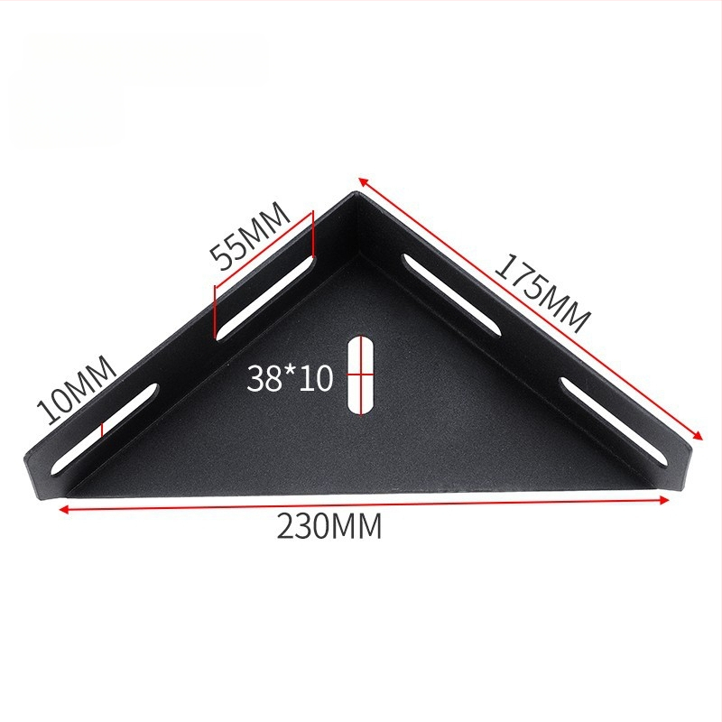 Stiprus kampinis laikiklis lovai, kairėje ir dešinėje, trijų šalių tvirtinimas, 90° kampas
