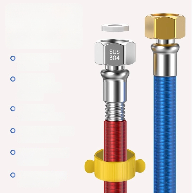 304 nerūdijančio plieno gofruota vandens šildytuvo įėjimo žarna, srieginis jungtis, nominalus slėgis 1, darbinė temperatūra 99°C