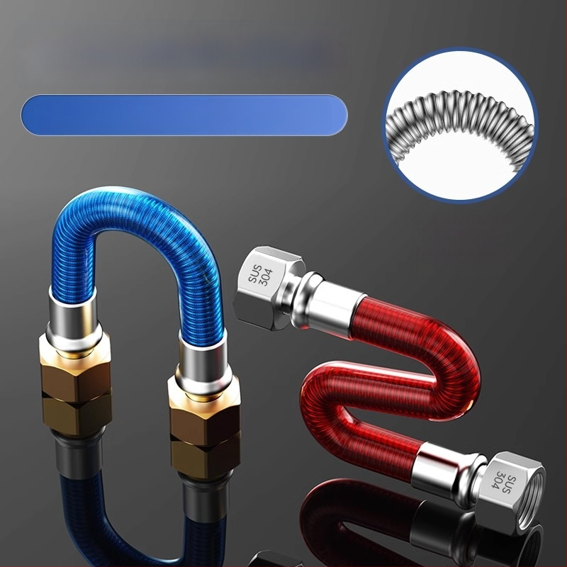 304 nerūdijančio plieno gofruota vandens šildytuvo įėjimo žarna, srieginis jungtis, nominalus slėgis 1, darbinė temperatūra 99°C