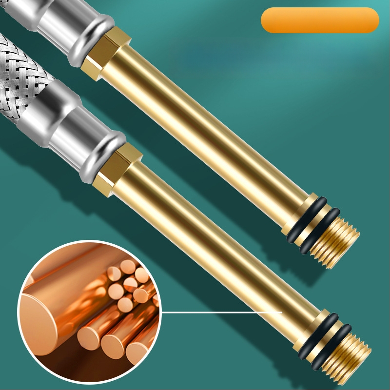 Nerūdijančio plieno pintas vandens žarna su vario galvu, karštam ir šaltam vandeniui, prijungimas prie tualeto ir šildytuvo, 1/2 colio