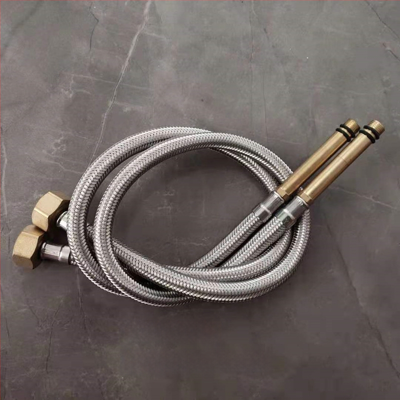 Nerūdijančio plieno pintas vandens žarna su vario galvu, karštam ir šaltam vandeniui, prijungimas prie tualeto ir šildytuvo, 1/2 colio