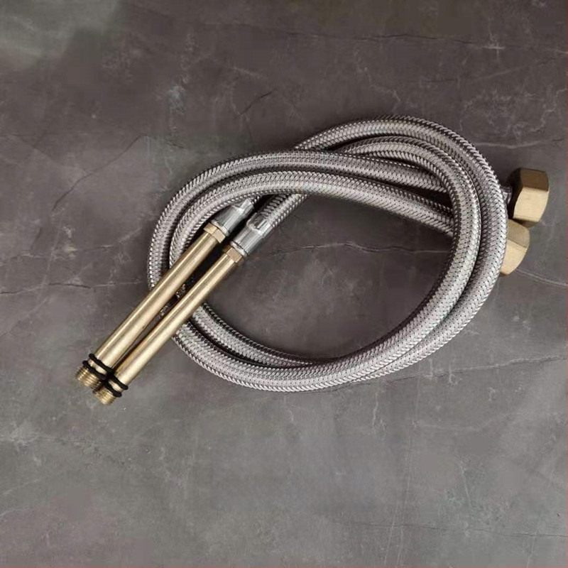 Nerūdijančio plieno pintas vandens žarna su vario galvu, karštam ir šaltam vandeniui, prijungimas prie tualeto ir šildytuvo, 1/2 colio