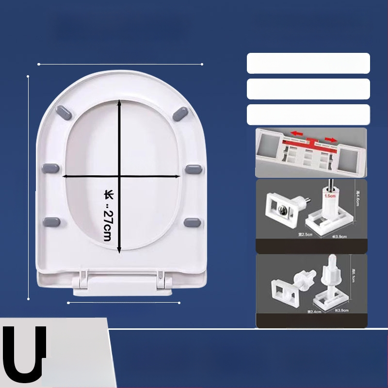 Toaletės dangtelis su lėtu uždarymu; UOV tipo; iš PP plokštės; U formos; skylučių atstumas 8–25 mm