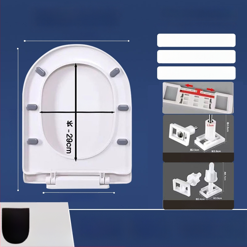 Toaletės dangtelis su lėtu uždarymu; UOV tipo; iš PP plokštės; U formos; skylučių atstumas 8–25 mm