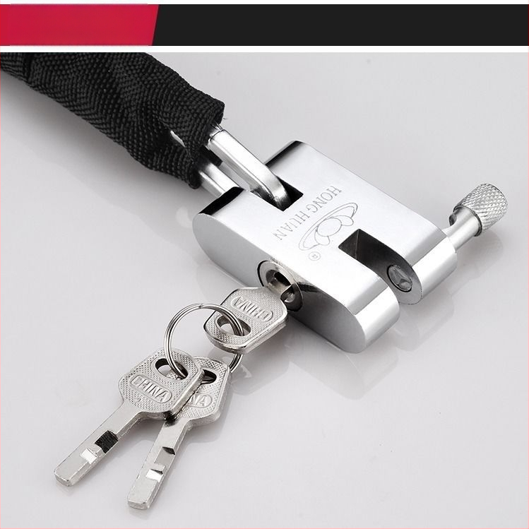 Ahelalukk, millel on varguse ja lõikamise vastane kaitse, terasest, mudel 698573, Guangzhou Jingli, sobib kolmerattalistele sõidukitele, jalgratastele, mootorratastele ja elektrijalgratastele, kaasaegne minimalistlik disain.