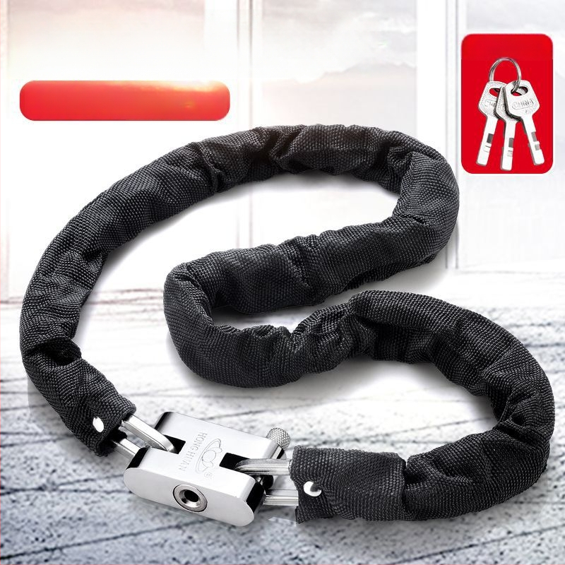 Ahelalukk, millel on varguse ja lõikamise vastane kaitse, terasest, mudel 698573, Guangzhou Jingli, sobib kolmerattalistele sõidukitele, jalgratastele, mootorratastele ja elektrijalgratastele, kaasaegne minimalistlik disain.