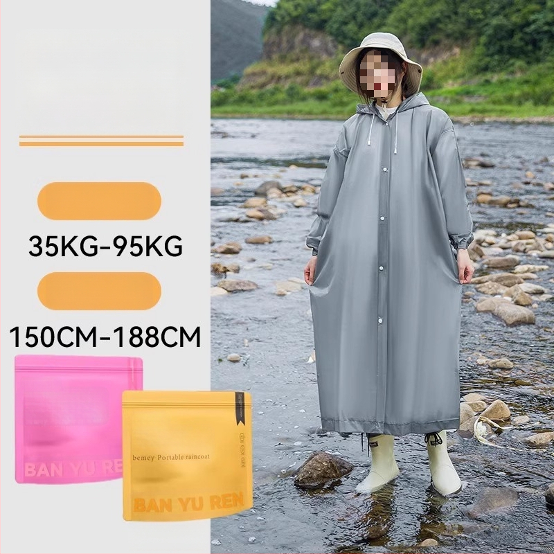 Suaugusiųjų storas PVC lietaus pončas, lauko kelionėms ir alpinizmui – kartojamai naudojamas