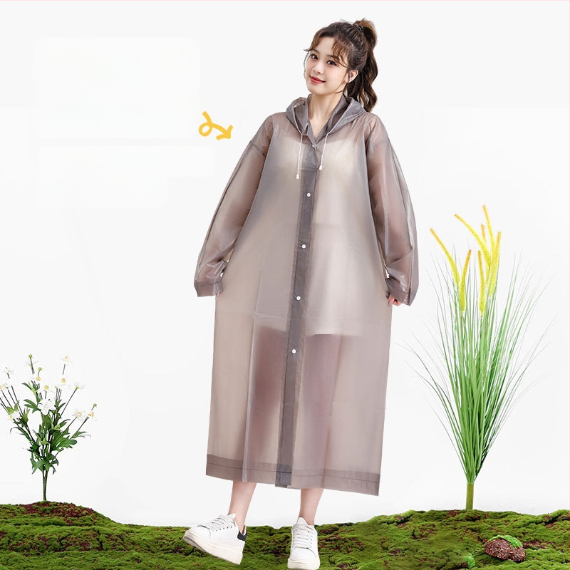 Žygio lietaus pončas iš EVA audinio, daugkartinis naudojimas suaugusiems, vienam asmeniui, ilgas ir nešiojamas, atsparus vandeniui su PE klijų sluoksniu (0.10 stores)