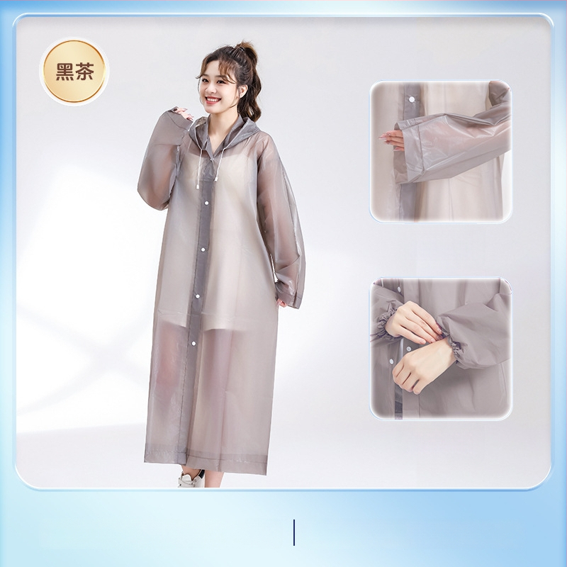 Žygio lietaus pončas iš EVA audinio, daugkartinis naudojimas suaugusiems, vienam asmeniui, ilgas ir nešiojamas, atsparus vandeniui su PE klijų sluoksniu (0.10 stores)