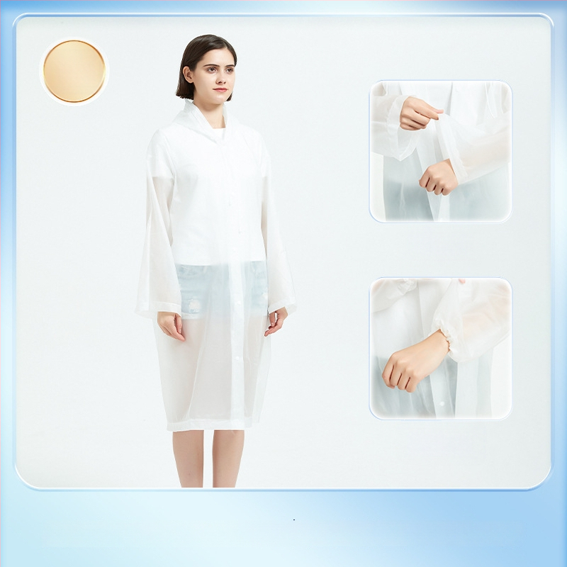 Žygio lietaus pončas iš EVA audinio, daugkartinis naudojimas suaugusiems, vienam asmeniui, ilgas ir nešiojamas, atsparus vandeniui su PE klijų sluoksniu (0.10 stores)