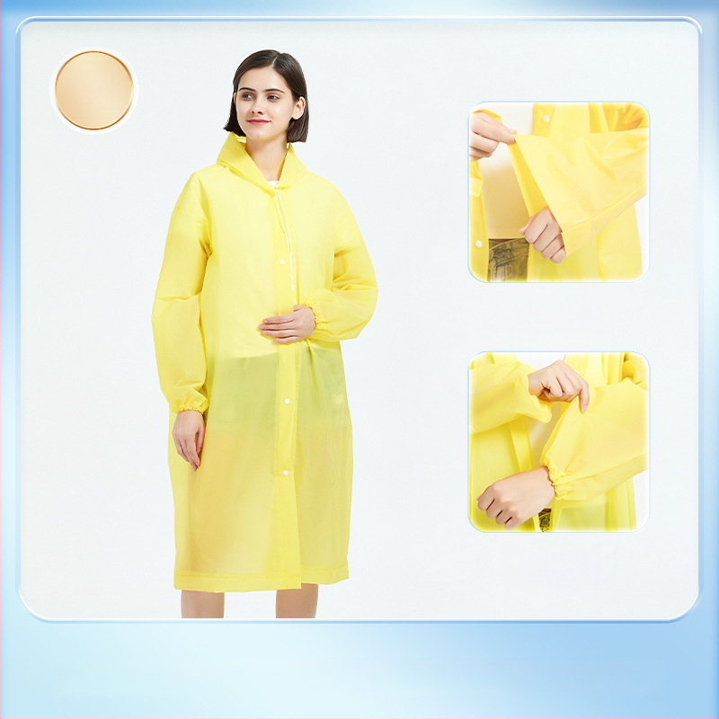 Žygio lietaus pončas iš EVA audinio, daugkartinis naudojimas suaugusiems, vienam asmeniui, ilgas ir nešiojamas, atsparus vandeniui su PE klijų sluoksniu (0.10 stores)