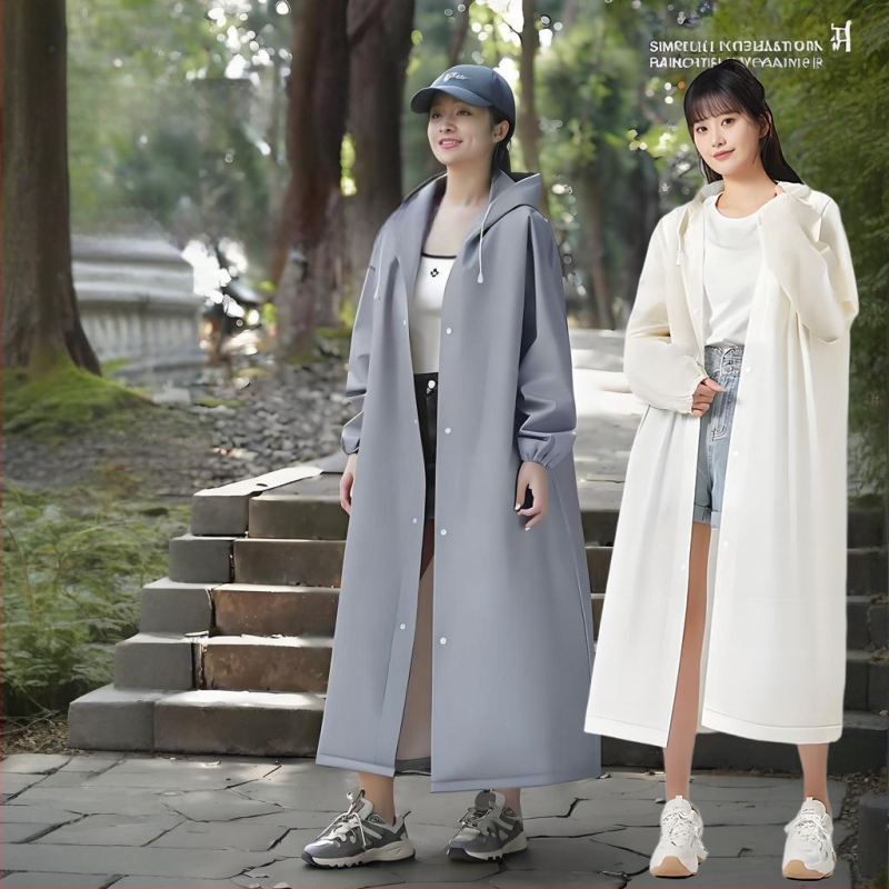 Unisex EVA lietaus pončas, matinė apdaila, 0.18 mm storis, daugkartiniam naudojimui, skirtas žygiams ir kelionėms