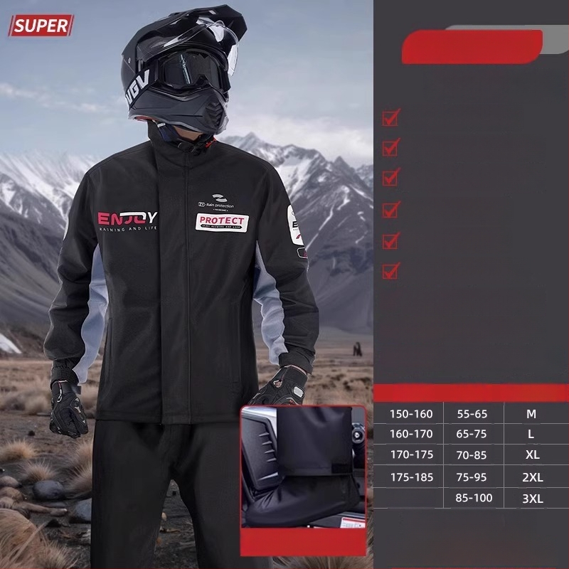 Skaldytas lietaus pončas motociklui ir elektriniam paspirtukui, audinys 22-silk, PVC atsparus sluoksnis, vienam suaugusiam