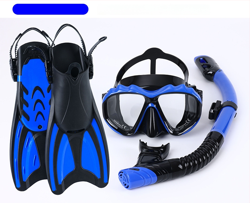 Snorkeliavimo komplektas: plaukimo pirštinės, sausasis snorkelis ir nardymo maska; Medžiaga: PP, TPR, POM; Prekės ženklas: Asy; Tinkamas suaugusiems ir vaikams