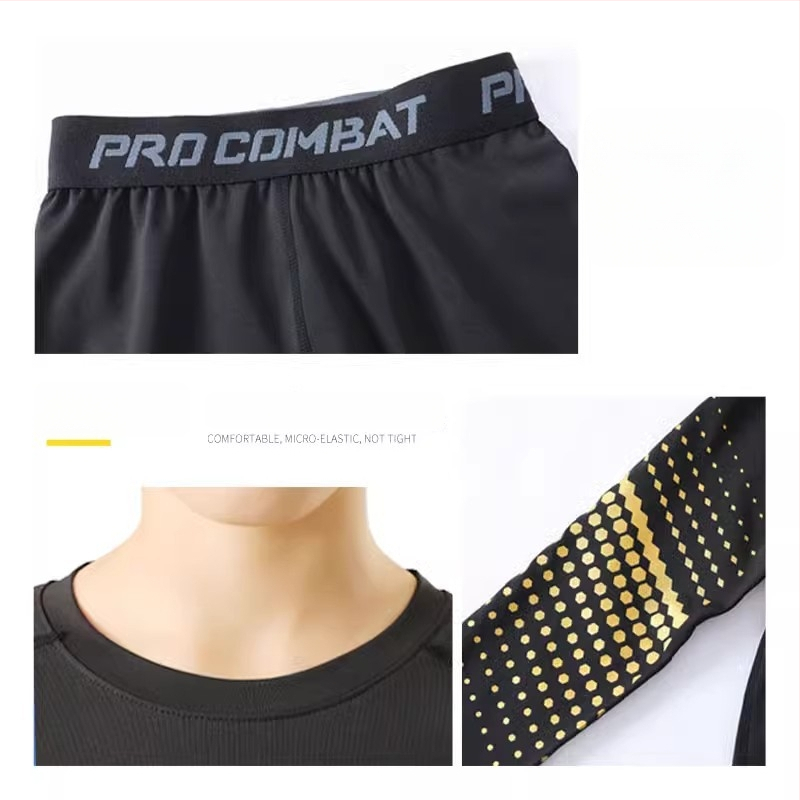 Laste sportlik komplekt — kiire kuivatav, hingav, ülikerge milk silk kangas 8% spandexiga; pikad varrukad, ümmargune kaelus; sügiseseks poistele