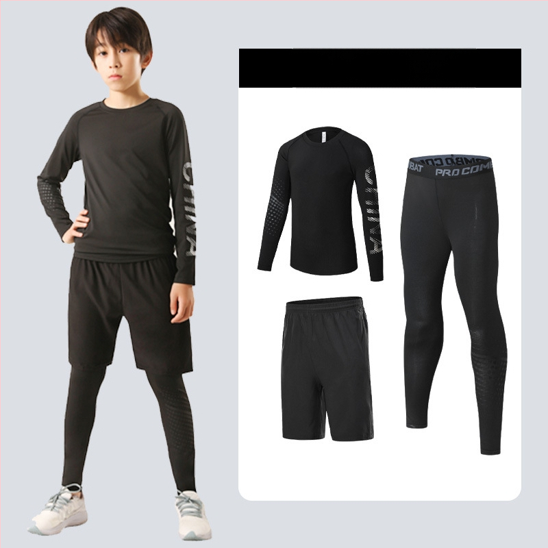 Laste sportlik komplekt — kiire kuivatav, hingav, ülikerge milk silk kangas 8% spandexiga; pikad varrukad, ümmargune kaelus; sügiseseks poistele