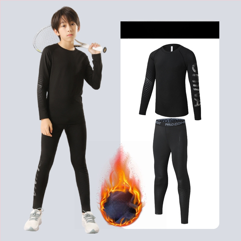 Laste sportlik komplekt — kiire kuivatav, hingav, ülikerge milk silk kangas 8% spandexiga; pikad varrukad, ümmargune kaelus; sügiseseks poistele