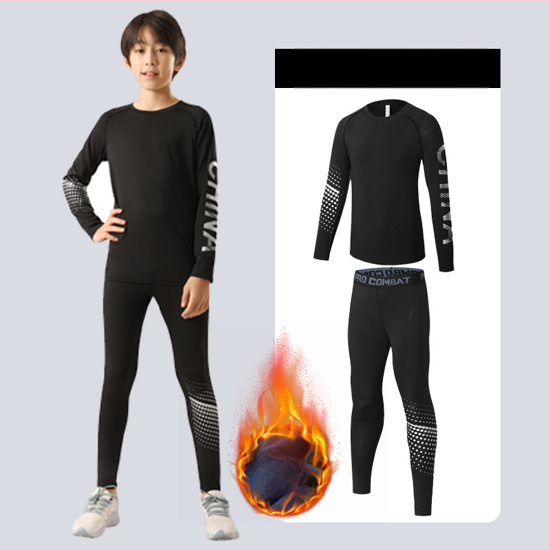 Laste sportlik komplekt — kiire kuivatav, hingav, ülikerge milk silk kangas 8% spandexiga; pikad varrukad, ümmargune kaelus; sügiseseks poistele