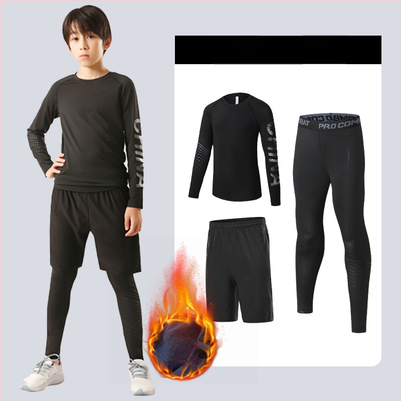 Laste sportlik komplekt — kiire kuivatav, hingav, ülikerge milk silk kangas 8% spandexiga; pikad varrukad, ümmargune kaelus; sügiseseks poistele