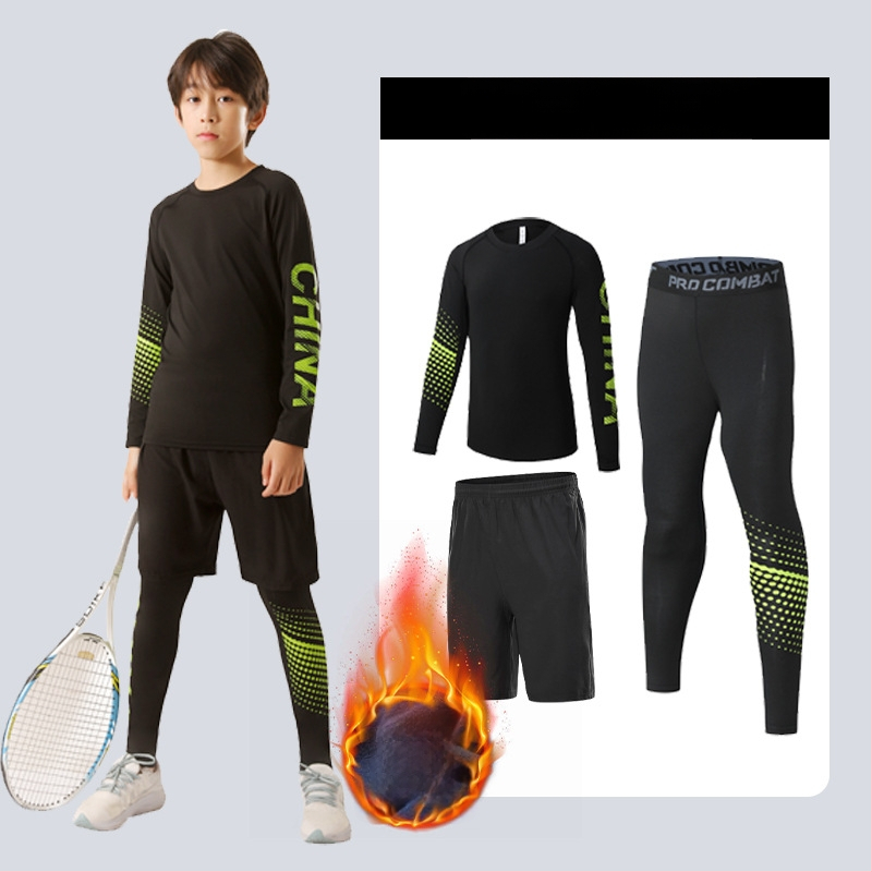 Laste sportlik komplekt — kiire kuivatav, hingav, ülikerge milk silk kangas 8% spandexiga; pikad varrukad, ümmargune kaelus; sügiseseks poistele