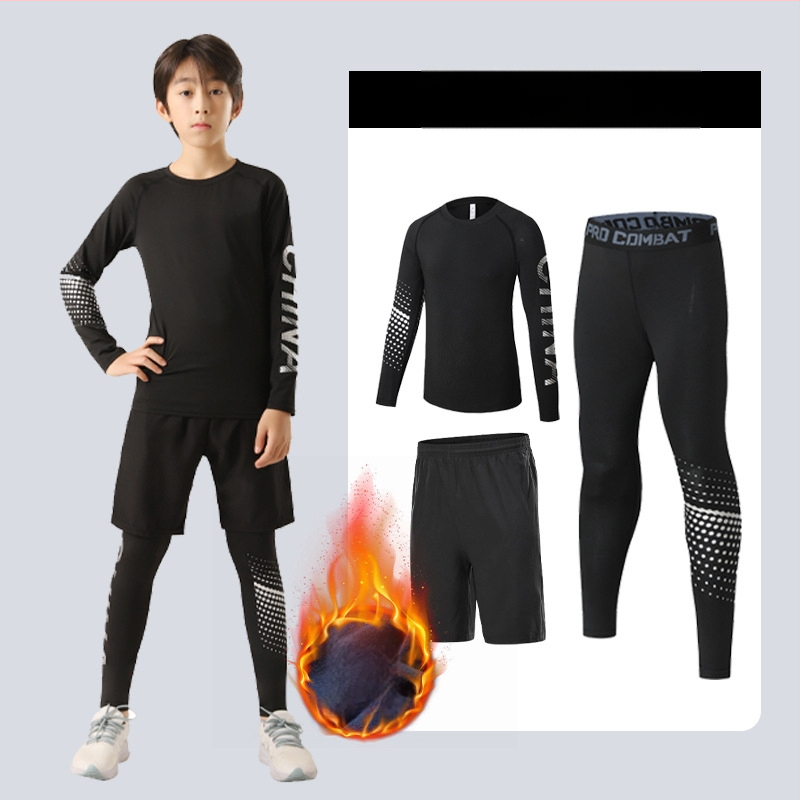 Laste sportlik komplekt — kiire kuivatav, hingav, ülikerge milk silk kangas 8% spandexiga; pikad varrukad, ümmargune kaelus; sügiseseks poistele