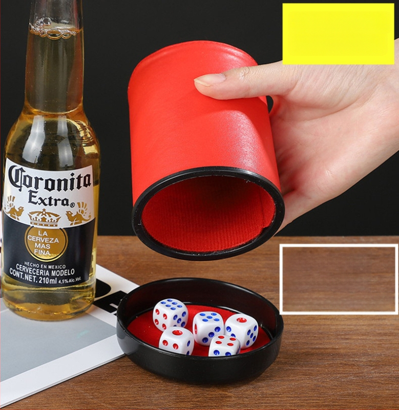 Runwei ABS rinkinys kauliukų puodeliams su tylos mechanizmu, storesnis maišymo puodelis, įskaitomi kauliukai