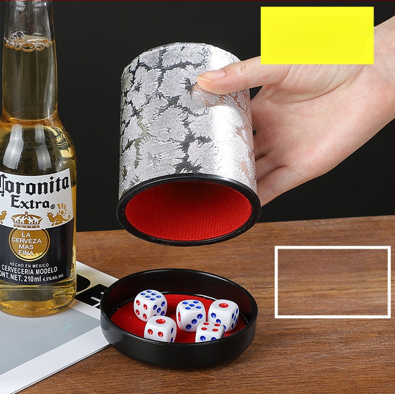 Runwei ABS rinkinys kauliukų puodeliams su tylos mechanizmu, storesnis maišymo puodelis, įskaitomi kauliukai