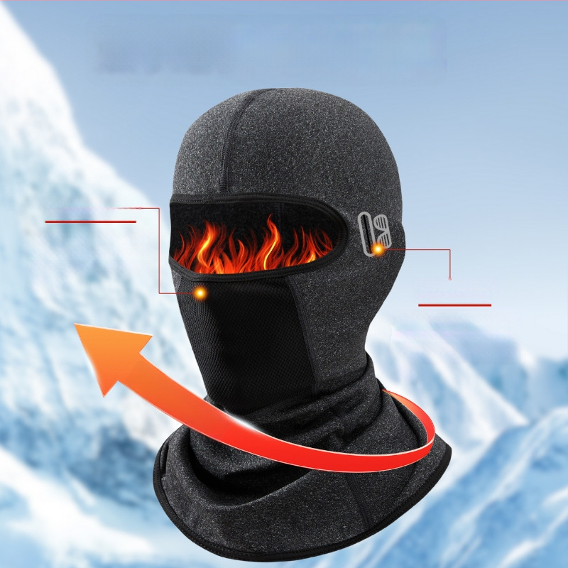 Dviračio kaukė su vėjo atsparumu ir pledės apykakle, poliesterio audinys, unisex