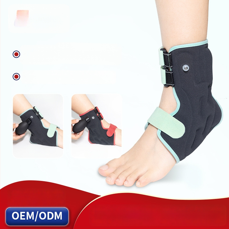 Kulkšnies sąnario įtvaras su pripučiamu oro pagalvėliu reabilitacijai – kvėpuojantis poliesterio pluoštas, reguliuojama parama