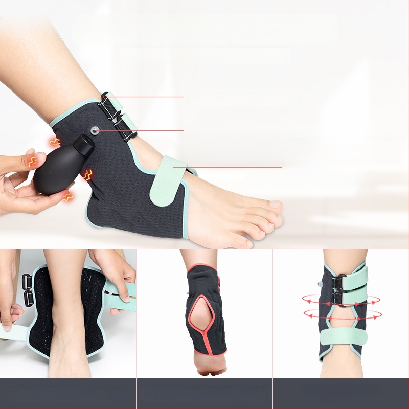 Kulkšnies sąnario įtvaras su pripučiamu oro pagalvėliu reabilitacijai – kvėpuojantis poliesterio pluoštas, reguliuojama parama