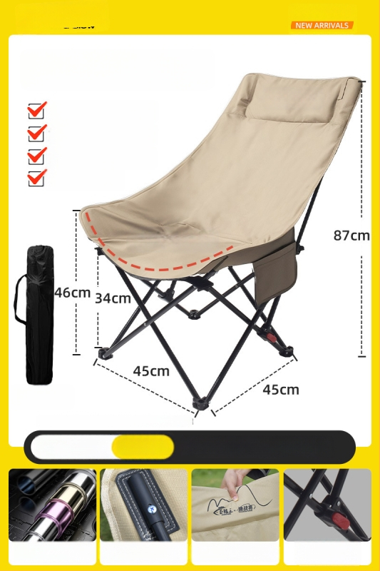 Välitingimustesse sobiv kokkupandav Moon-tugitool, kaasaskantav, reguleeritav lõõgastustool, Oxfordkangas