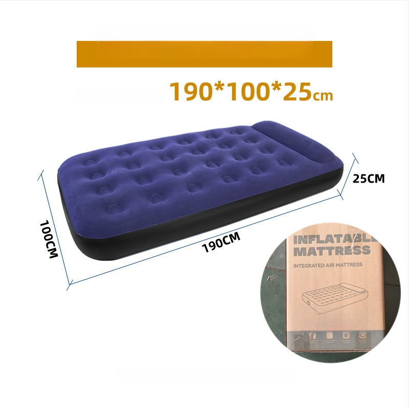 Telkimise täispuhutav voodi flokiga pinnaga, manuaalne täitmine, välis pump, maksimaalne koormus 200 kg, padi kaasas