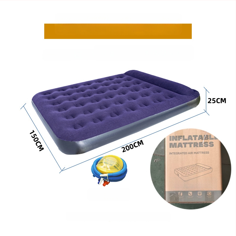 Telkimise täispuhutav voodi flokiga pinnaga, manuaalne täitmine, välis pump, maksimaalne koormus 200 kg, padi kaasas