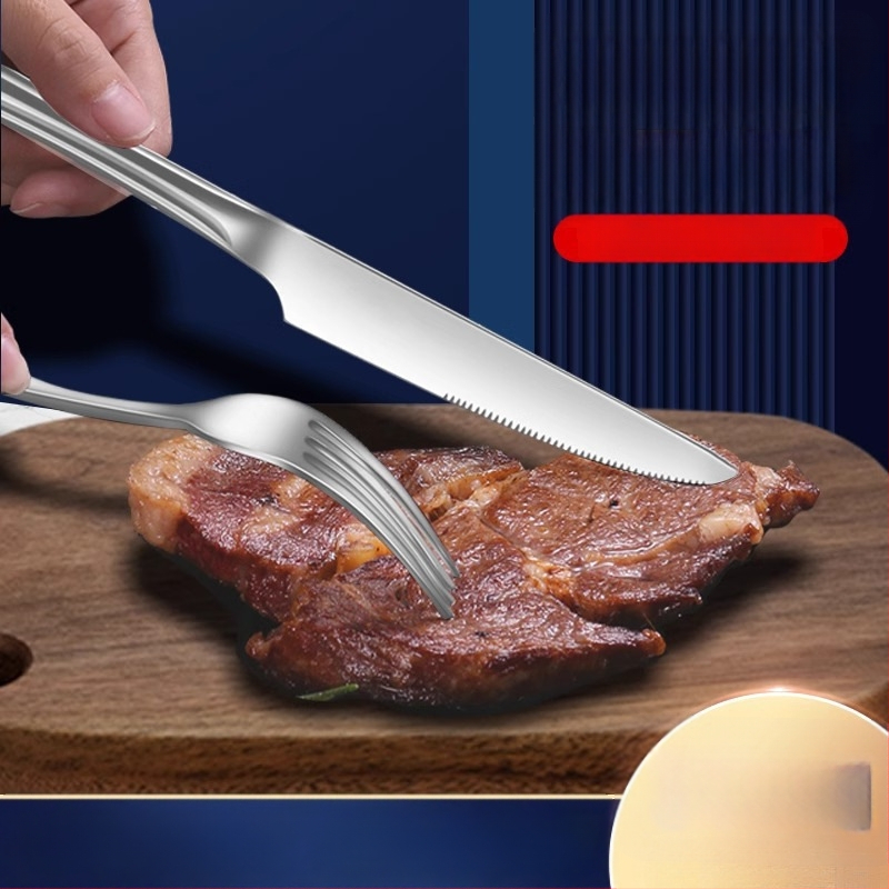 316 nerūdijančio plieno trijų dalių stalo įrankių rinkinys: peilis, šakutė ir šaukštas, veidrodinis poliravimas, paprastas stilius