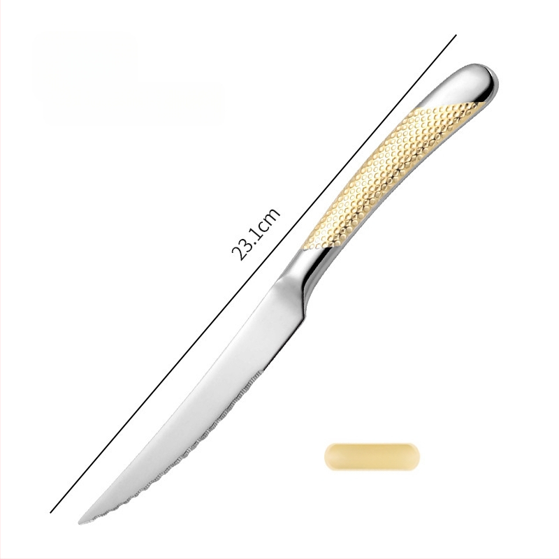 Platinum 304 nerūdijančio plieno stalo įrankių rinkinys vakarietiški patiekalai: peilis, šakutė ir šaukštas, veidrodinis poliravimas, lengvas prabangos retro stilius, pritaikymas galimas