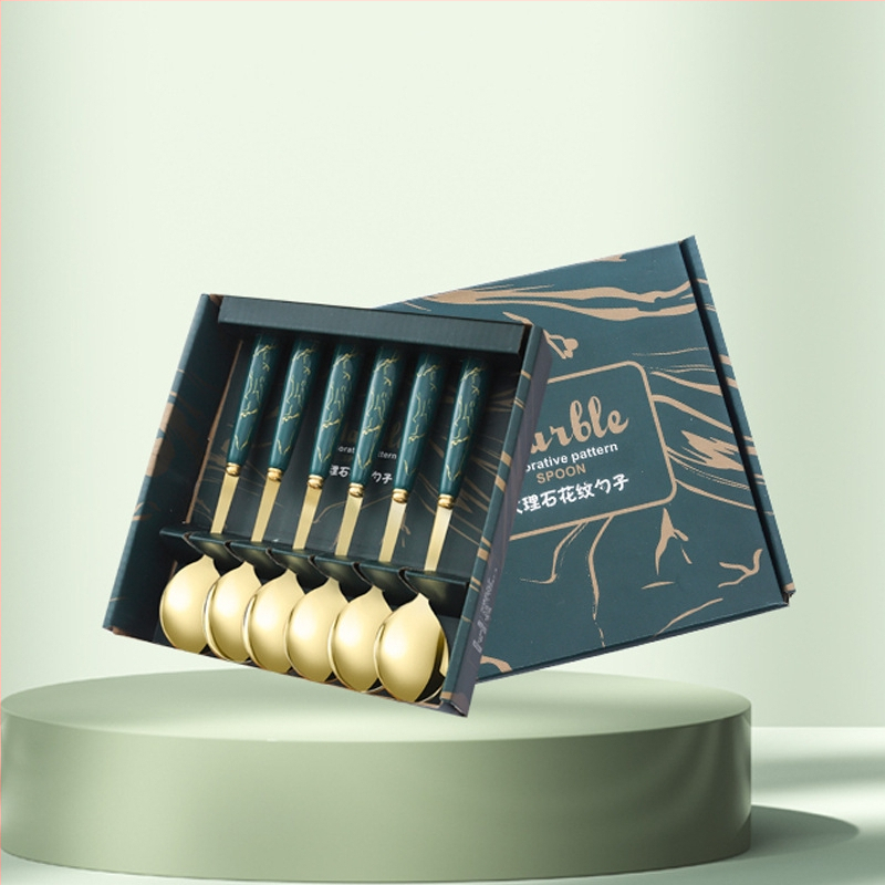 Peilių, šakutų ir šaukštų rinkinys, 24 vnt., 410 nerūdijančio plieno, marmoro raštas, veidrodinis poliravimas