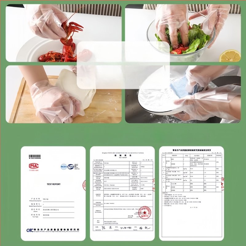 Vienkartinės PE pirštinės, skaidrios, neslidžios, standartinio storio